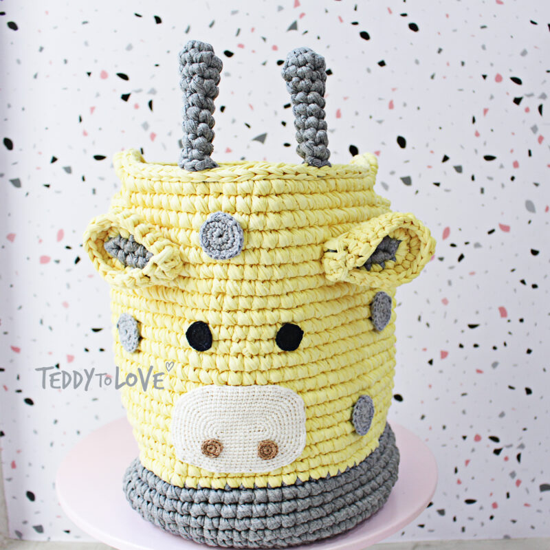 Cesto Girafa / amarelo e cinza ♡